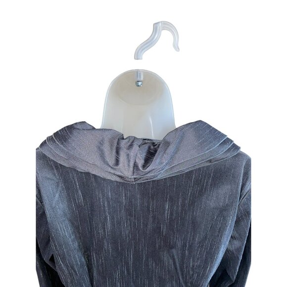 Samuel Dong Ruffled Long Sleeve Sparkling Metallic Runway Jacket L Grey - Picture 8 of 8